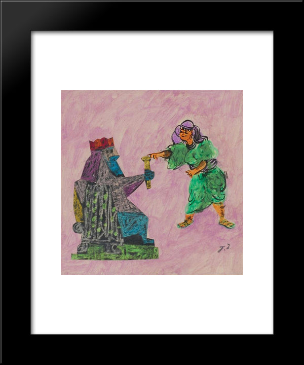 Esther And Ahaseurus 20x24 Black Modern Wood Framed Art Print Poster by Jean David