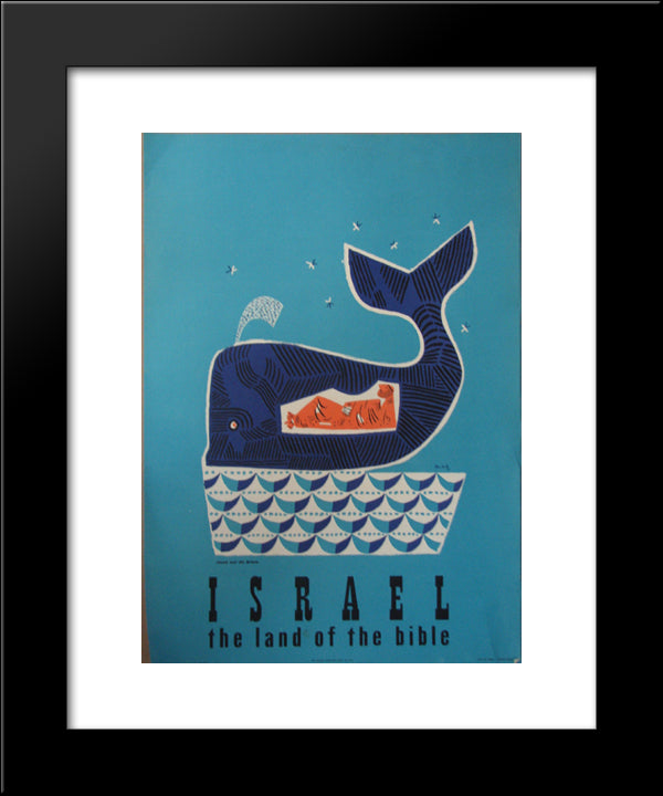 Jonah And The Whale (Israel Travel Poster) 20x24 Black Modern Wood Framed Art Print Poster by Jean David