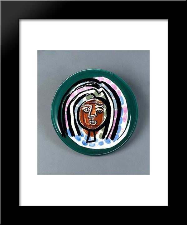 Portrait Of A Woman (Ceramic) 20x24 Black Modern Wood Framed Art Print Poster by Jean David