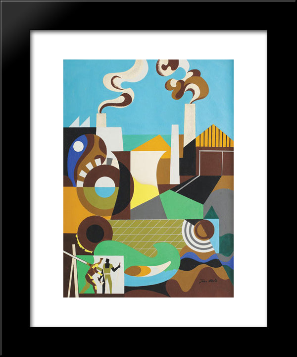 Refinery 20x24 Black Modern Wood Framed Art Print Poster by Jean David