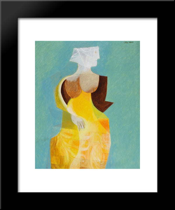Woman 20x24 Black Modern Wood Framed Art Print Poster by Jean David