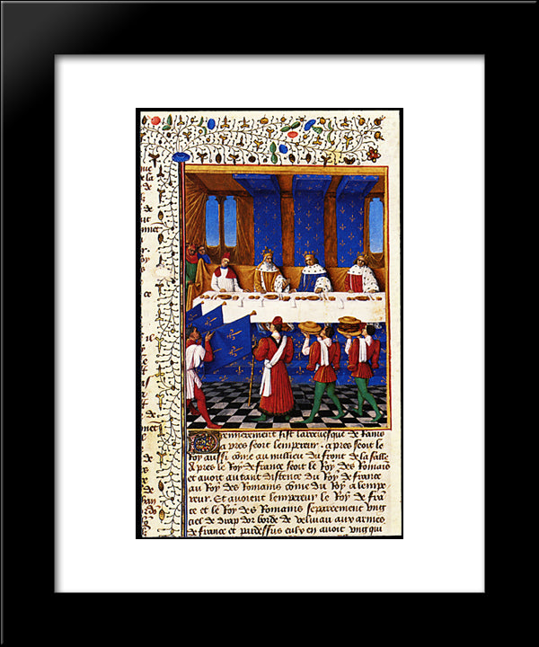 Banquet Given By Charles V (1338-80) In Hhonour Of His Uncle Emperor Charles Iv (1316-78) In 1378 20x24 Black Modern Wood Framed Art Print Poster by Fouquet, Jean