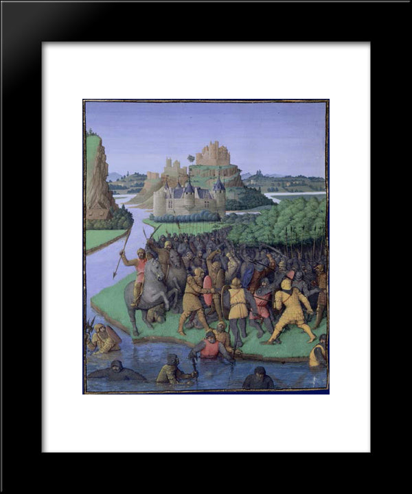 Battle Between The Maccabees And The Bacchides 20x24 Black Modern Wood Framed Art Print Poster by Fouquet, Jean