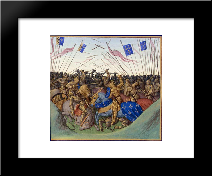 Battle Of Fontenoy-En-Puisaye In 841 20x24 Black Modern Wood Framed Art Print Poster by Fouquet, Jean