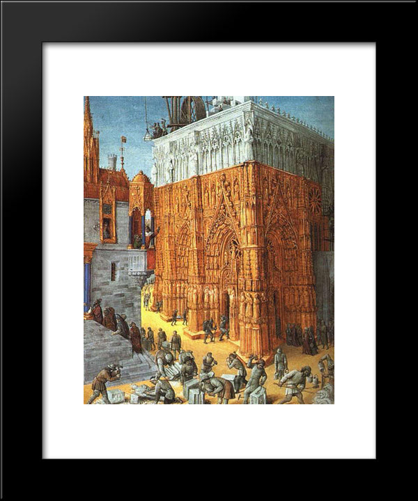 Building Of The Temple Of Jerusalem 20x24 Black Modern Wood Framed Art Print Poster by Fouquet, Jean