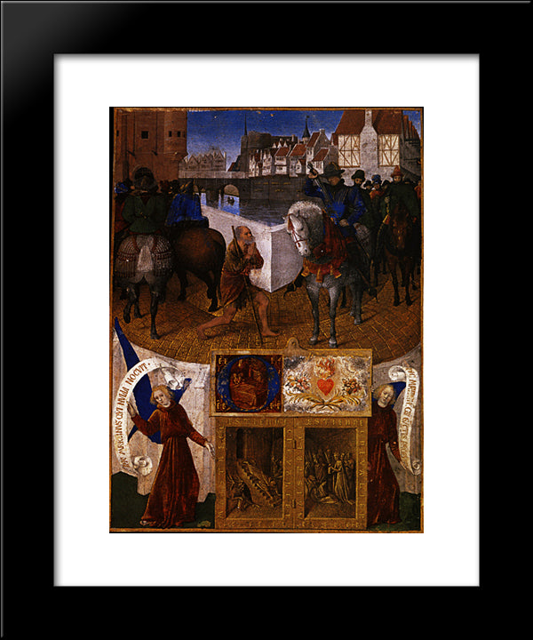 Charity Of St. Martin 20x24 Black Modern Wood Framed Art Print Poster by Fouquet, Jean