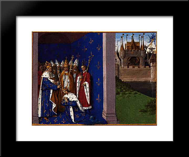 Coronation Of Louis The Pious 20x24 Black Modern Wood Framed Art Print Poster by Fouquet, Jean