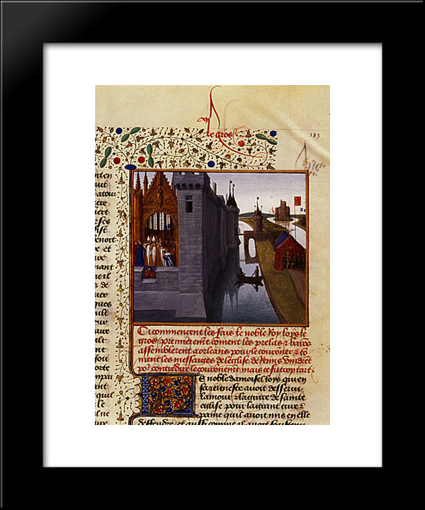 Coronation Of Louis Vi 20x24 Black Modern Wood Framed Art Print Poster by Fouquet, Jean