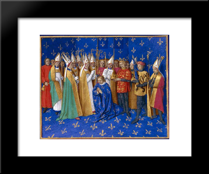 Coronation Of Philippe Auguste 20x24 Black Modern Wood Framed Art Print Poster by Fouquet, Jean