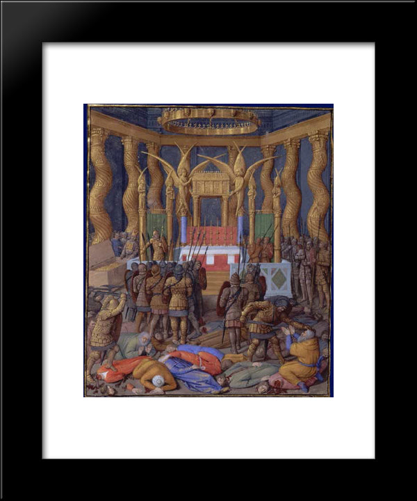 Desecration Of The Temple Of Jerusalem In 63 Bc By Pompey And His Soldiers 20x24 Black Modern Wood Framed Art Print Poster by Fouquet, Jean