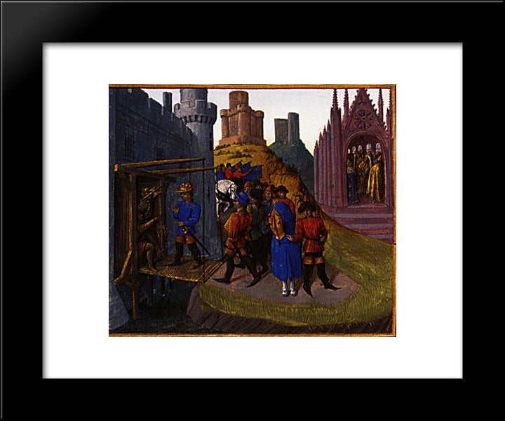 Hugh Capet Seized The Fortresses Of Artois 20x24 Black Modern Wood Framed Art Print Poster by Fouquet, Jean