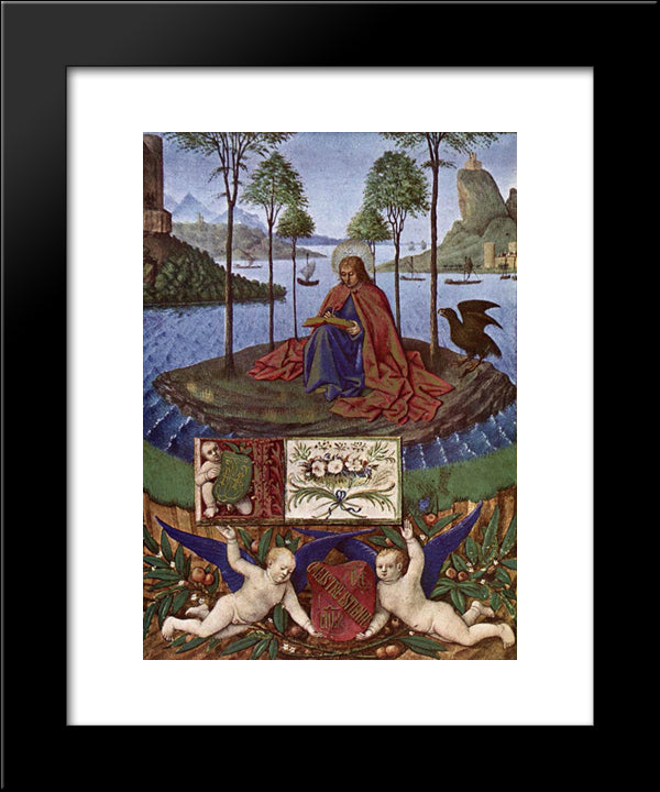 John On Patmos 20x24 Black Modern Wood Framed Art Print Poster by Fouquet, Jean