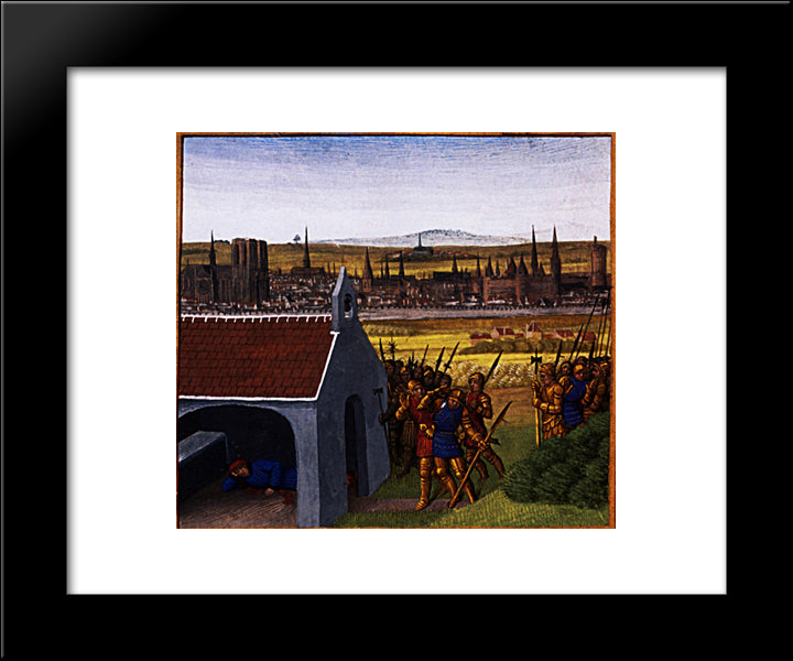 King Clothar Ii (584-629) Cannot Bring Back His Son Dagobert I (605-39) To Paris 20x24 Black Modern Wood Framed Art Print Poster by Fouquet, Jean
