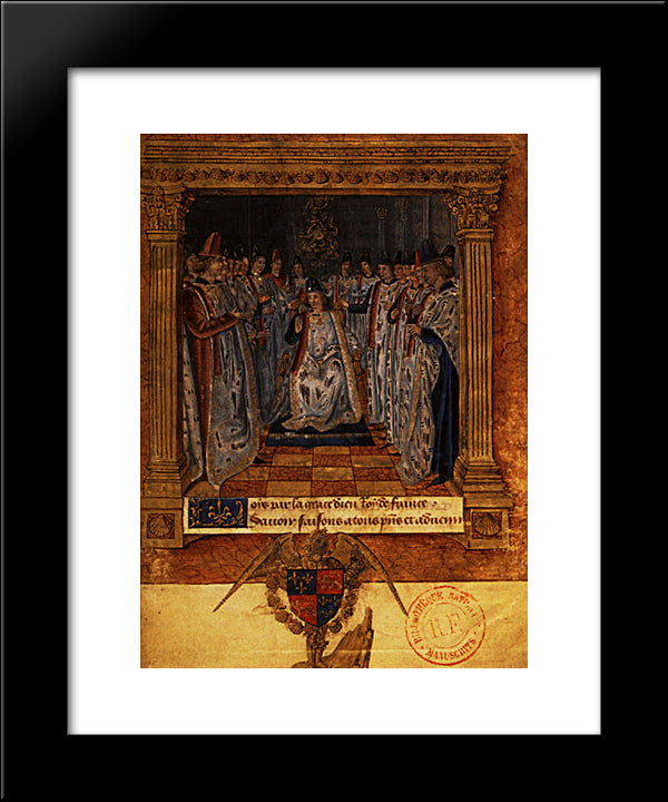 Louis Xi Chairing A Chapter 20x24 Black Modern Wood Framed Art Print Poster by Fouquet, Jean