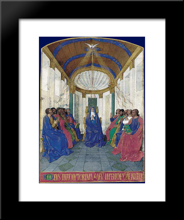 Pentecost 20x24 Black Modern Wood Framed Art Print Poster by Fouquet, Jean