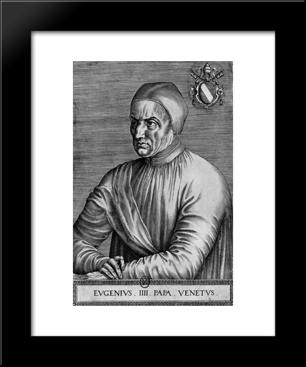 Portrait Of Pope Eugene Iv 20x24 Black Modern Wood Framed Art Print Poster by Fouquet, Jean