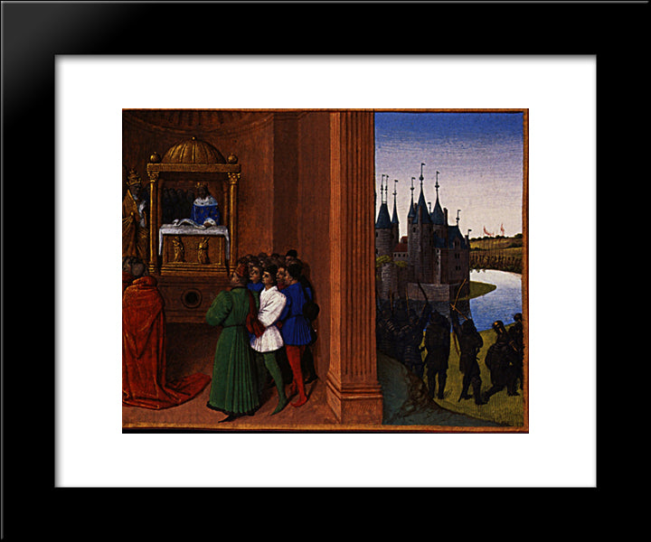 Robert The Pious Files An Antiphon 20x24 Black Modern Wood Framed Art Print Poster by Fouquet, Jean