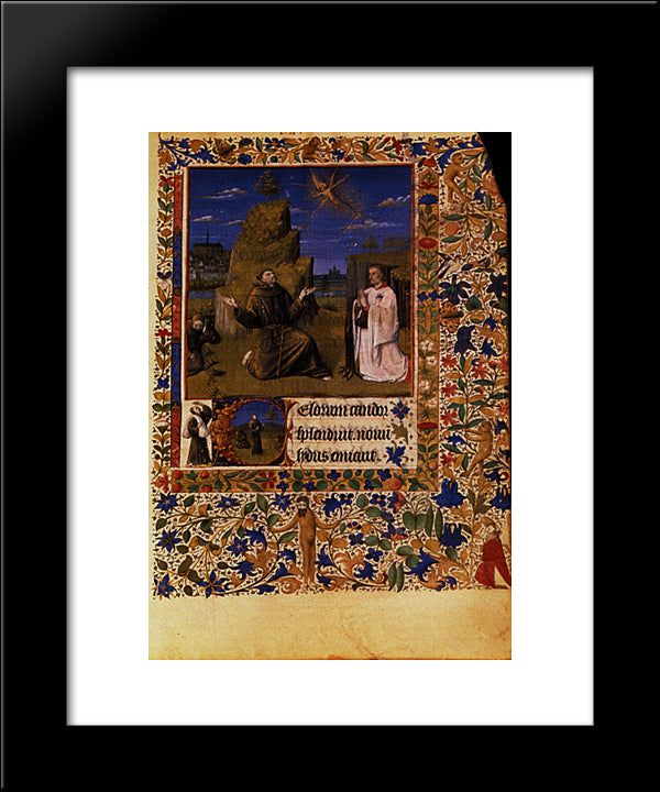 St. Francis Receiving The Stigmata 20x24 Black Modern Wood Framed Art Print Poster by Fouquet, Jean
