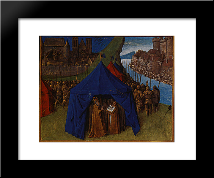 St. Jacques Appears To Charlemagne 20x24 Black Modern Wood Framed Art Print Poster by Fouquet, Jean
