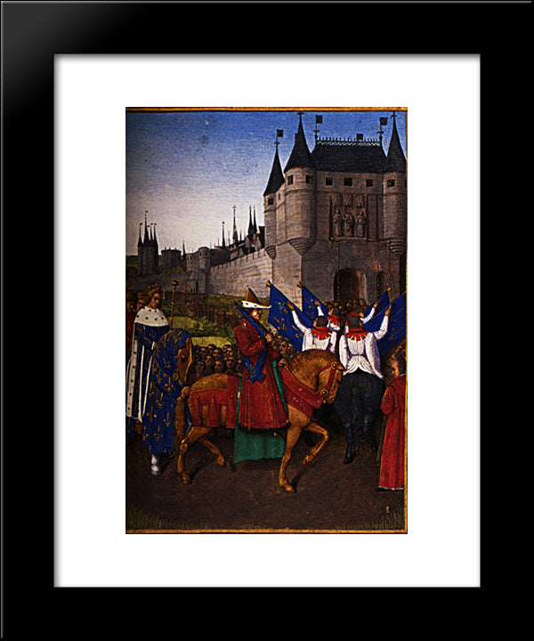 The Arrival Of Charles V (1337-80) In Paris, 28Th May 1364 20x24 Black Modern Wood Framed Art Print Poster by Fouquet, Jean