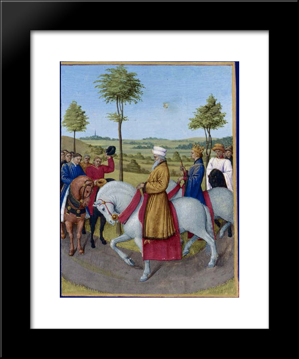 The Emperor Charles Iv And The Dignitaries Of Paris 20x24 Black Modern Wood Framed Art Print Poster by Fouquet, Jean