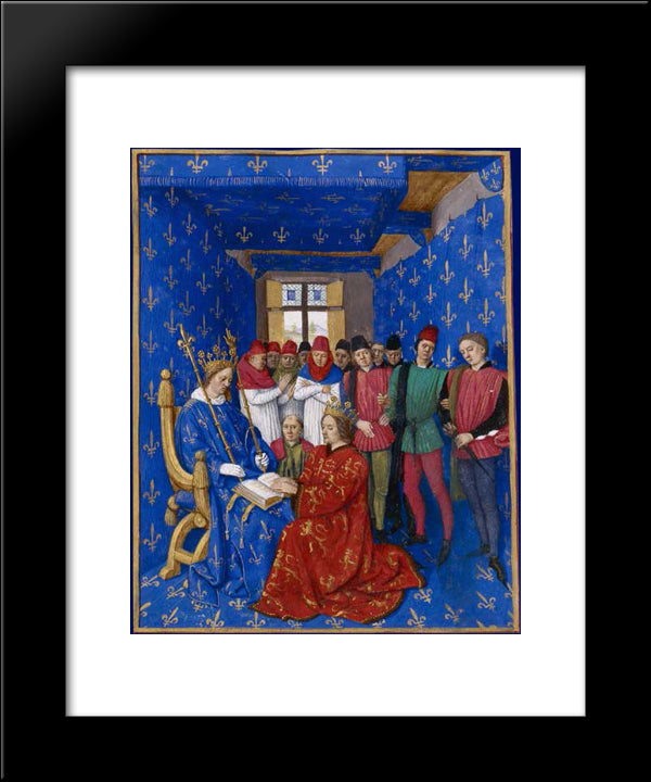 Tribute Of Edward Iii To Philip 20x24 Black Modern Wood Framed Art Print Poster by Fouquet, Jean