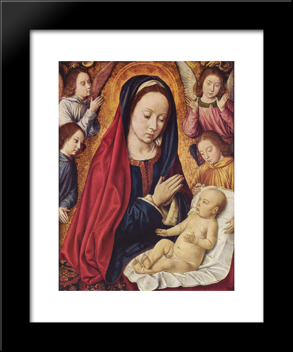 The Virgin And Child Adored By Angels 20x24 Black Modern Wood Framed Art Print Poster by Hey, Jean