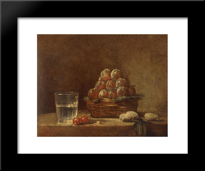 Basket Of Plums 20x24 Black Modern Wood Framed Art Print Poster by Chardin, Jean Baptiste Simeon
