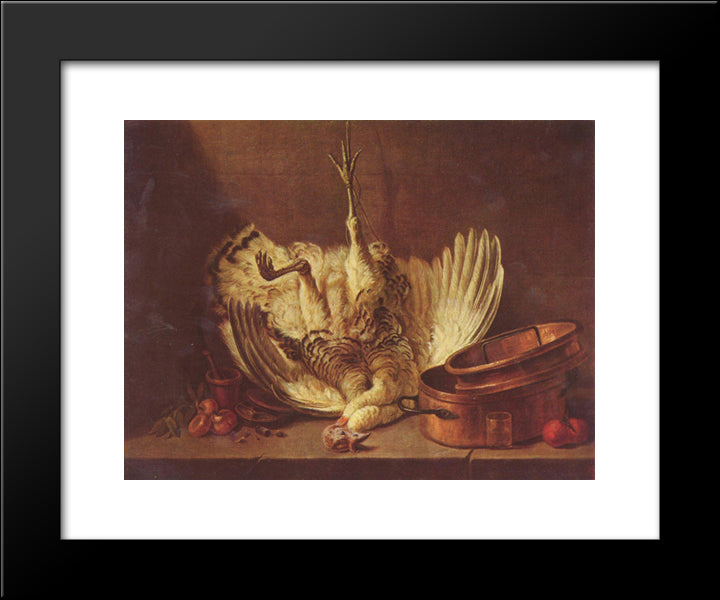 Still Life With Turkey Hanged 20x24 Black Modern Wood Framed Art Print Poster by Chardin, Jean Baptiste Simeon