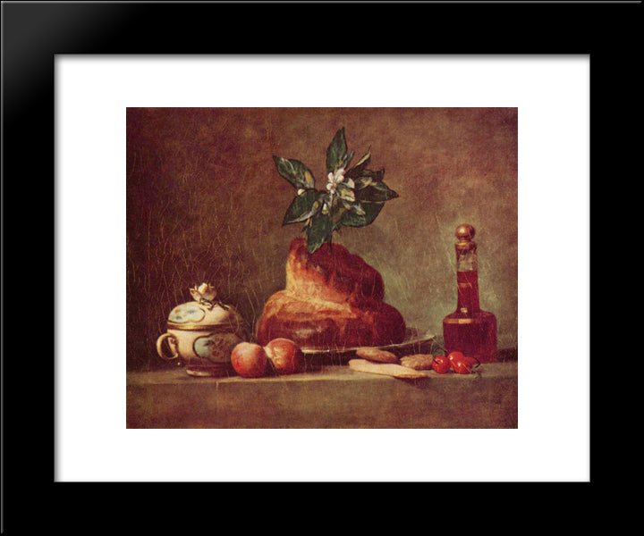 Still Life With Brioche 20x24 Black Modern Wood Framed Art Print Poster by Chardin, Jean Baptiste Simeon