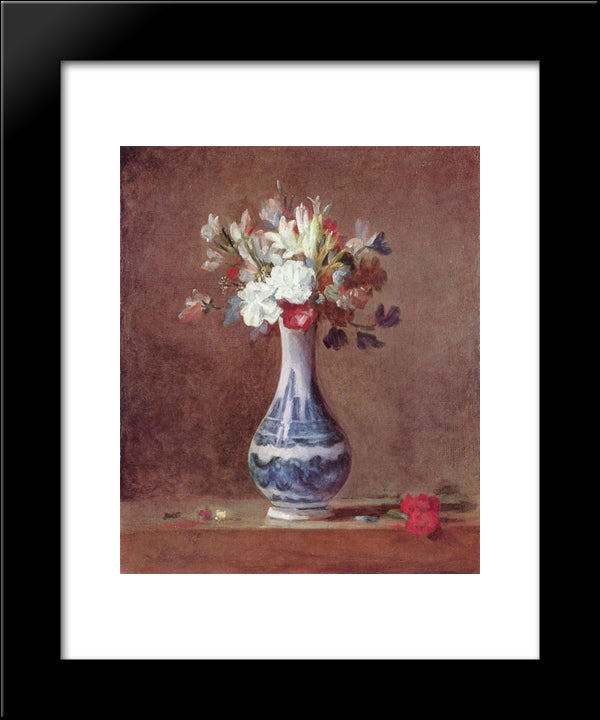 Still Life, Flowers In A Vase 20x24 Black Modern Wood Framed Art Print Poster by Chardin, Jean Baptiste Simeon