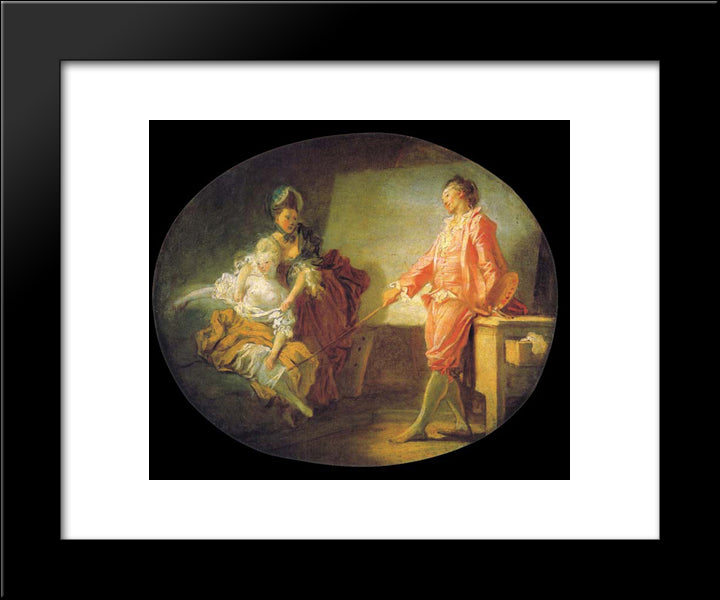 The Beginnings Of Model 20x24 Black Modern Wood Framed Art Print Poster by Fragonard, Jean Honore