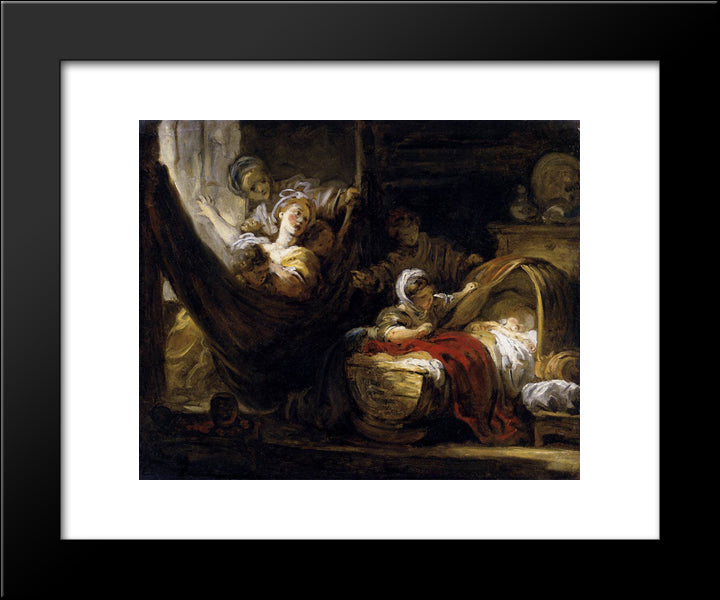 The Cradle 20x24 Black Modern Wood Framed Art Print Poster by Fragonard, Jean Honore