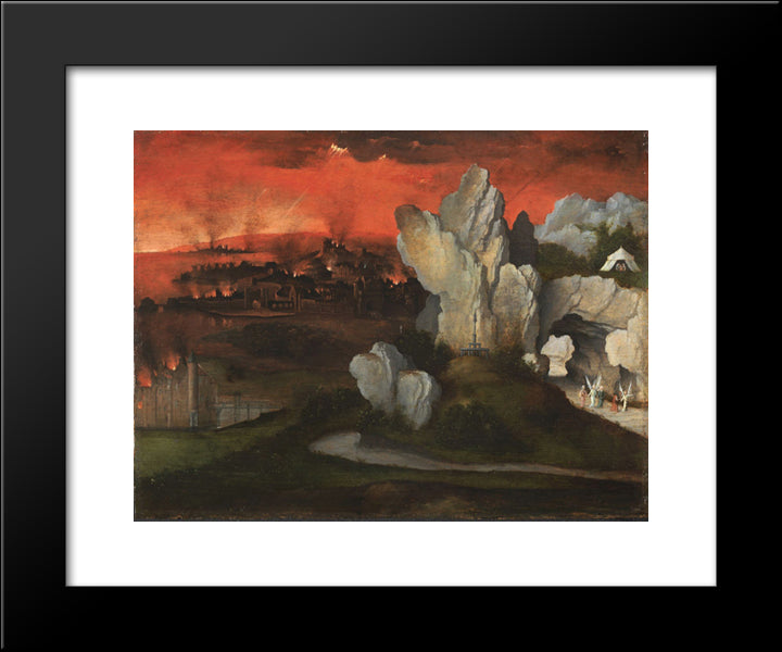 Landscape With The Destruction Of Sodom And Gomorrah 20x24 Black Modern Wood Framed Art Print Poster by Patinir, Joachim