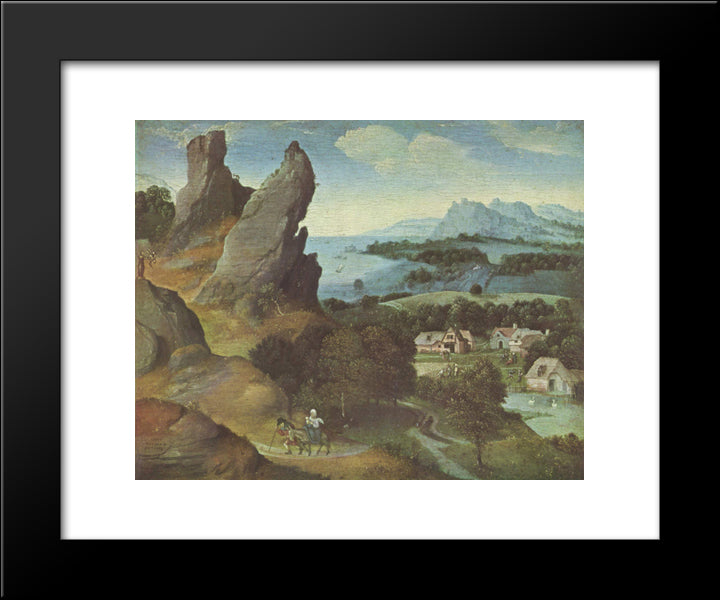 Landscape With The Flight 20x24 Black Modern Wood Framed Art Print Poster by Patinir, Joachim