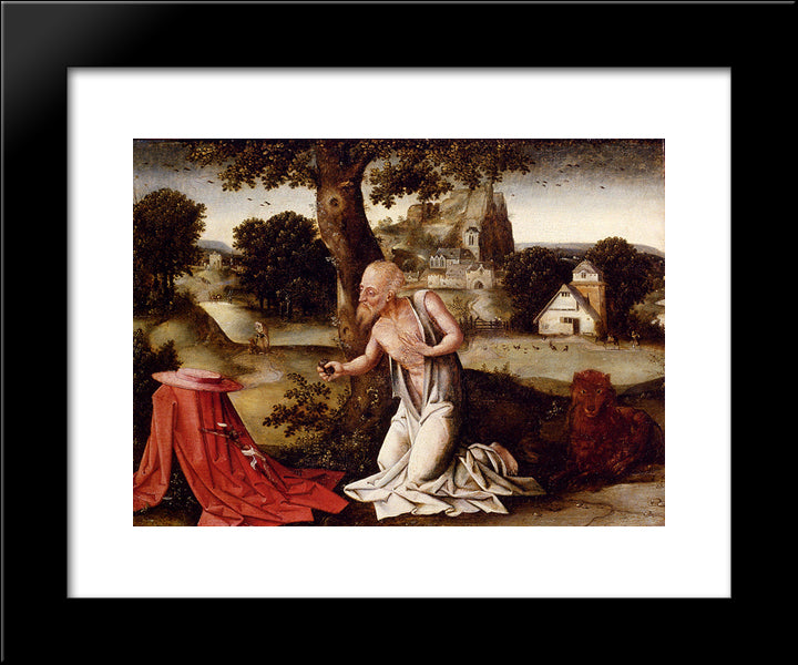 Landscape With The Penitent Saint Jerome 20x24 Black Modern Wood Framed Art Print Poster by Patinir, Joachim