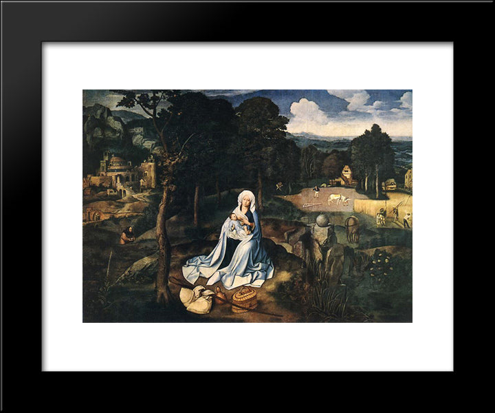 Rest During The Flight To Egypt 20x24 Black Modern Wood Framed Art Print Poster by Patinir, Joachim