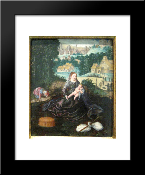 Rest Of The Holy Family On The Flight Into Egypt 20x24 Black Modern Wood Framed Art Print Poster by Patinir, Joachim