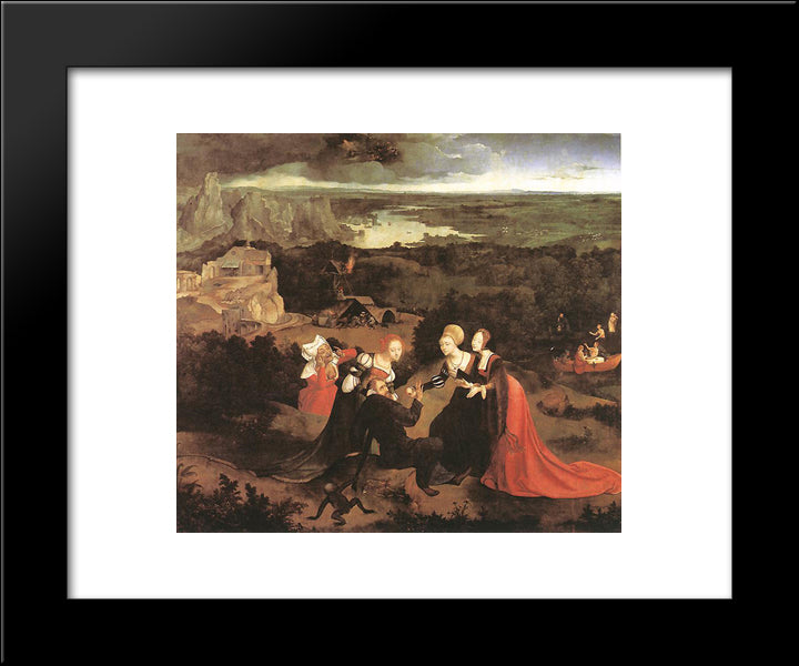 Temptation Of St. Anthony 20x24 Black Modern Wood Framed Art Print Poster by Patinir, Joachim