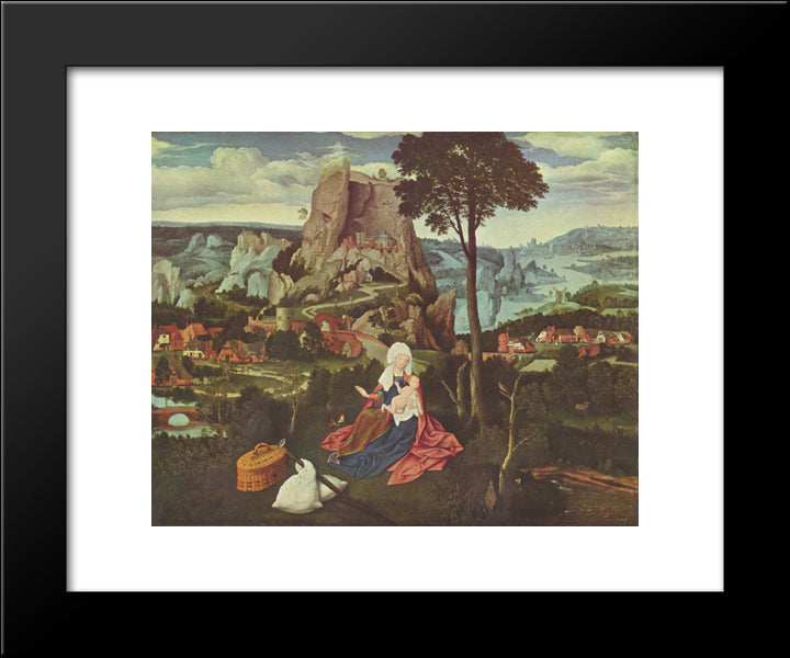 The Rest Of The Flight Into Egypt 20x24 Black Modern Wood Framed Art Print Poster by Patinir, Joachim