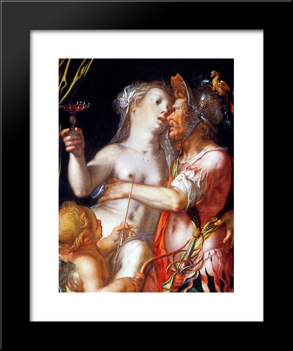 Aphrodite Ares And Eros Sun 20x24 Black Modern Wood Framed Art Print Poster by Wtewael, Joachim