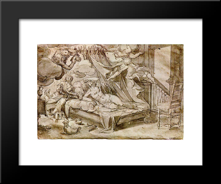 Danae 20x24 Black Modern Wood Framed Art Print Poster by Wtewael, Joachim
