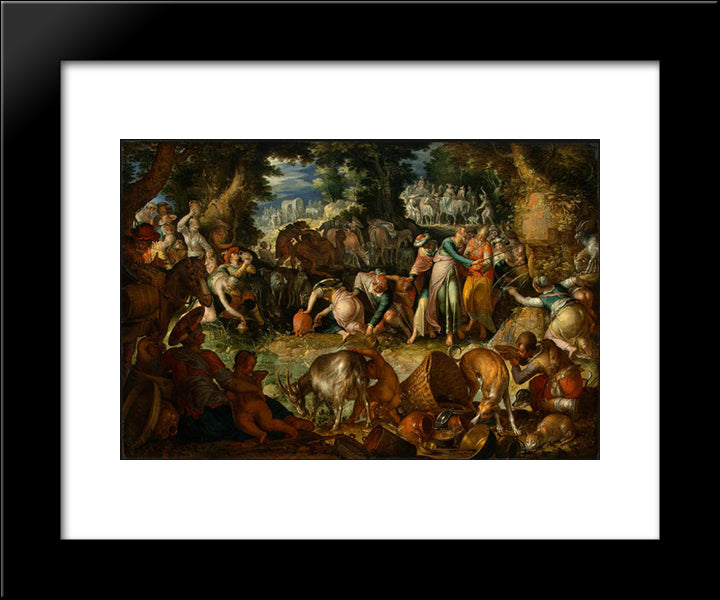 Moses Striking The Rock 20x24 Black Modern Wood Framed Art Print Poster by Wtewael, Joachim