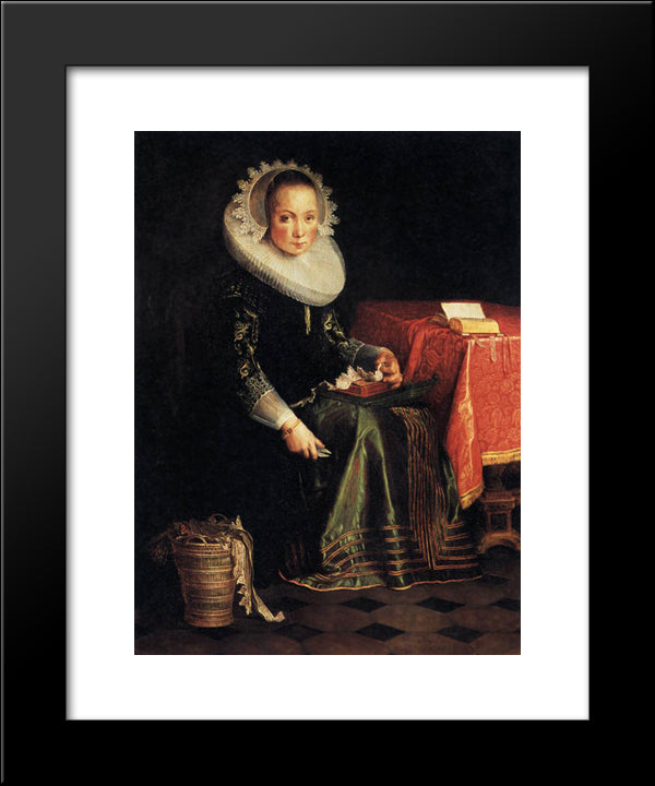 Portrait Of Eva Wtewael 20x24 Black Modern Wood Framed Art Print Poster by Wtewael, Joachim