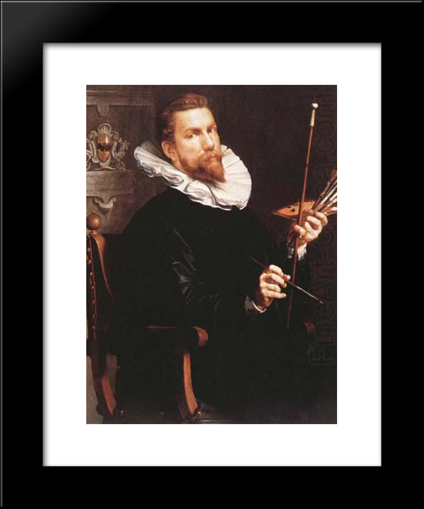 Self Portrait 20x24 Black Modern Wood Framed Art Print Poster by Wtewael, Joachim