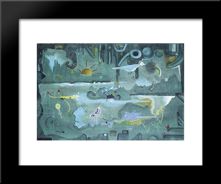 Composicion Verde 20x24 Black Modern Wood Framed Art Print Poster by Ponc, Joan