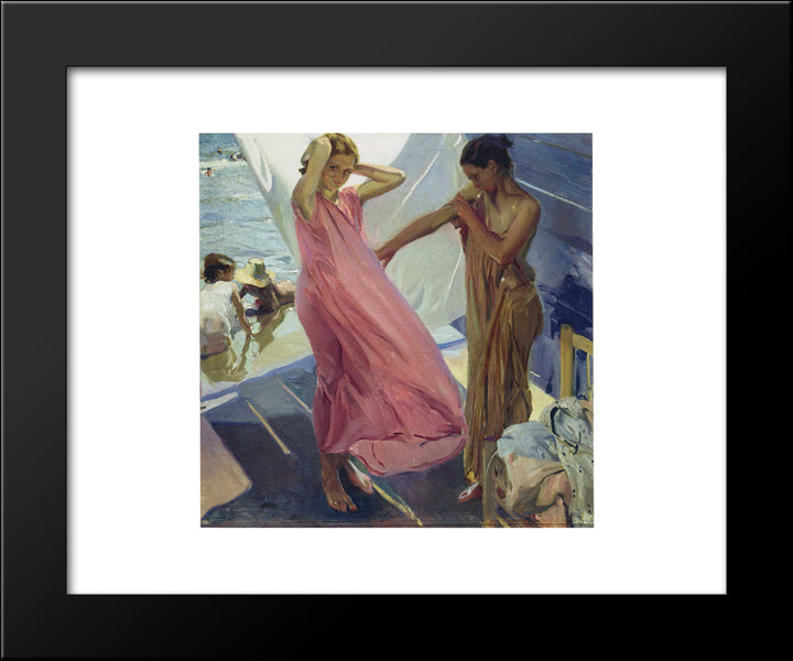 After The Bath, Valencia 20x24 Black Modern Wood Framed Art Print Poster by Sorolla, Joaquin