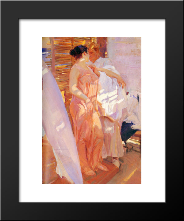 After The Bath 20x24 Black Modern Wood Framed Art Print Poster by Sorolla, Joaquin