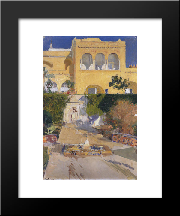 Afternoon Sun At The Alcazar Of Seville 20x24 Black Modern Wood Framed Art Print Poster by Sorolla, Joaquin