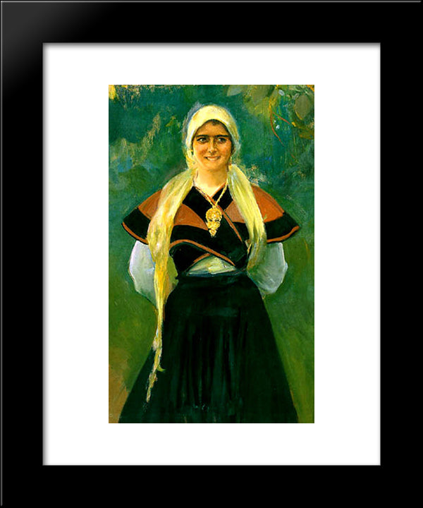 Asturian Girl 20x24 Black Modern Wood Framed Art Print Poster by Sorolla, Joaquin